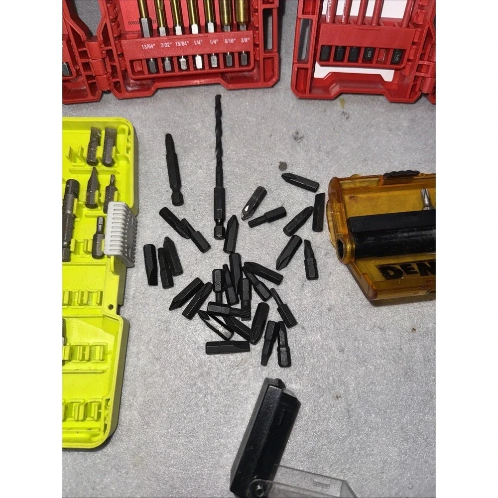 Lot Of Milwaukee Dewalt Ryobi Drill Bits And Drill Heads  Read**
